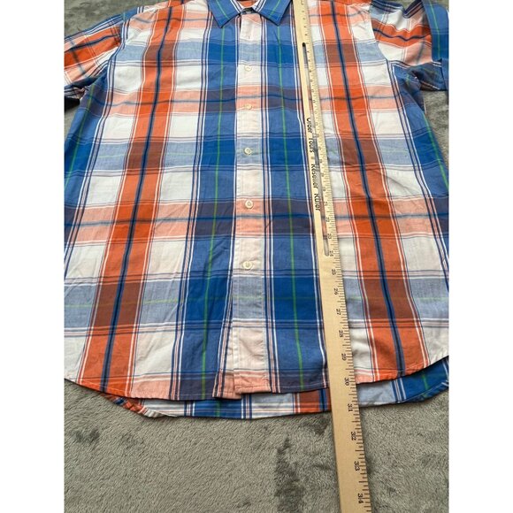 Southpole Signature Series Mens Large Blue & Orange Plaid Long Sleeve Shirt Y2K - Picture 5 of 12